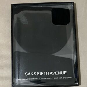 Saks Fifth Avenue Black Cashmere Hat and Glove Set